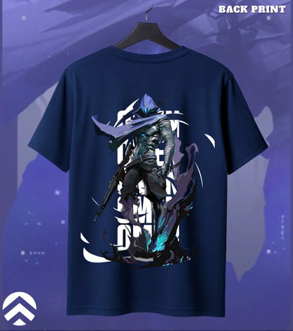 Omen - Shadow Broker Valorant T Shirt | Silent Control Tee - Back (Duel Print) Navy / S - Valorant
