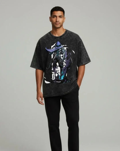 Omen – Shadow Reaper Valorant Acid Wash Tee | Bold Gamer Streetwear - Black / XS - Valorant