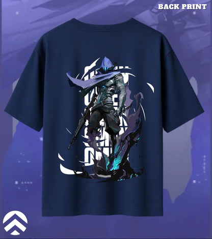 Omen – Shadow Walker Valorant Oversized T Shirt | Oversized Clutch Fit - Navy / XS / 180GSM - Valorant