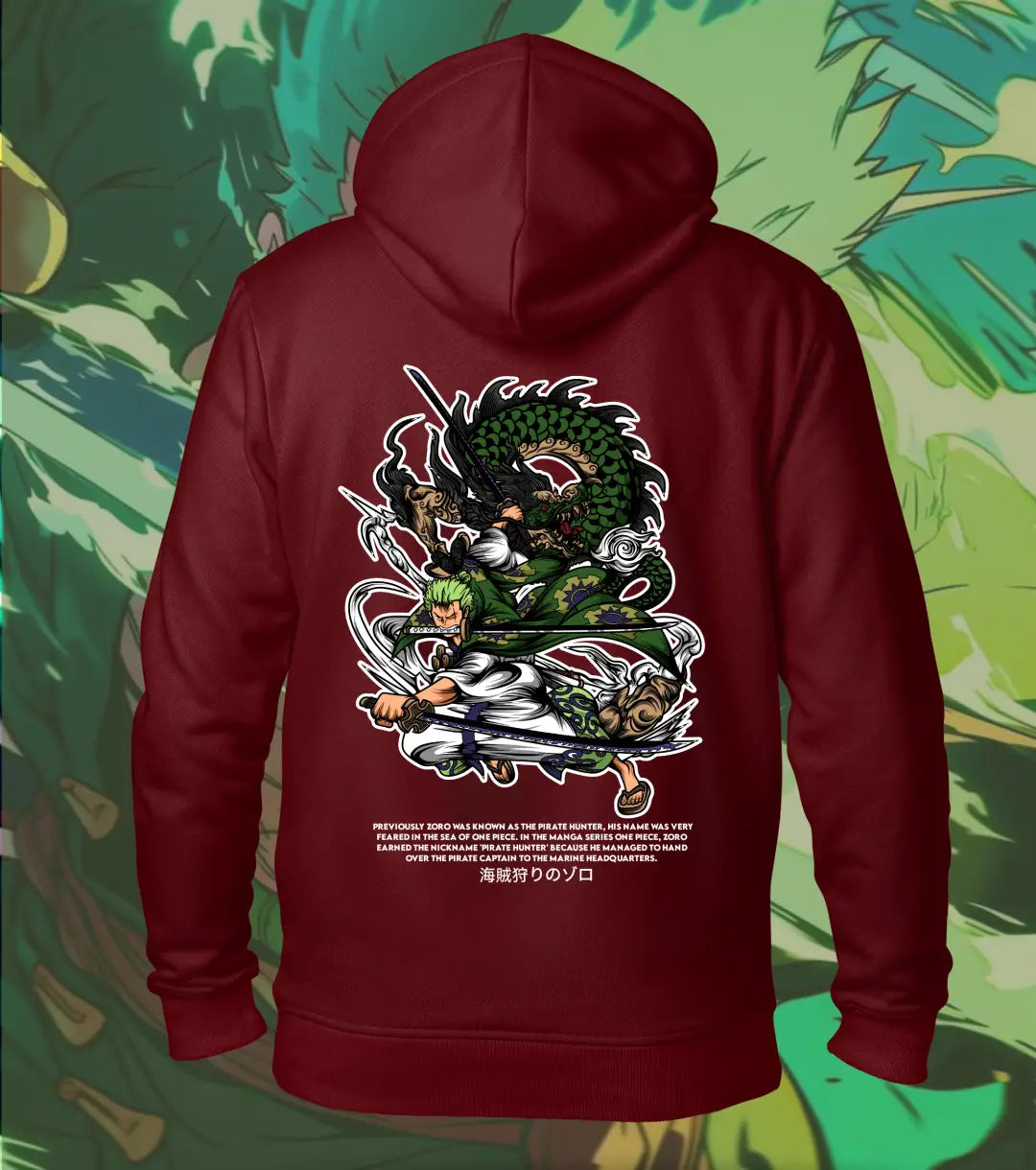 One Piece Zoro Hoodie – King of Hell Mode | Regular Hoodie - Maroon / XS - One Piece