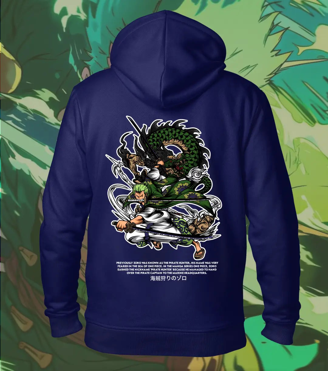 One Piece Zoro Hoodie – King of Hell Mode | Regular Hoodie - Navy / XS - One Piece