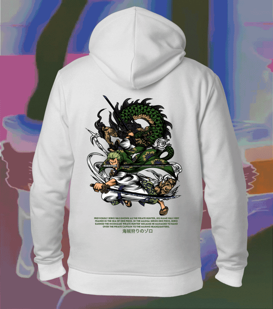 One Piece Zoro Hoodie – King of Hell Mode | Regular Hoodie - White / XS - One Piece