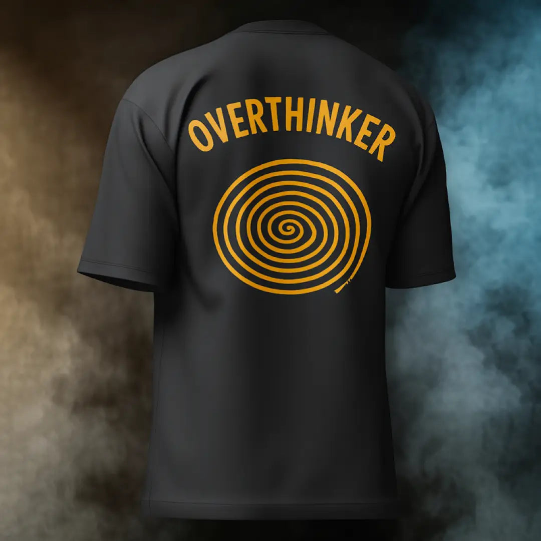 Overthinker Spiral – Black & Mustard Oversized T-Shirt