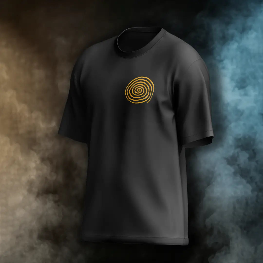 Overthinker Spiral – Black & Mustard Oversized T-Shirt