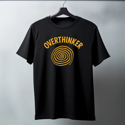 Overthinker Spiral – Black & Mustard Oversized T-Shirt
