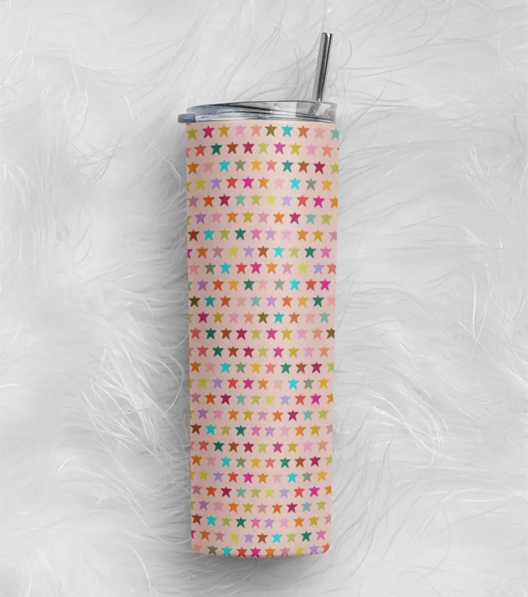 Pastel Rainbow Star Stainless Steel Tumbler – 591 ml