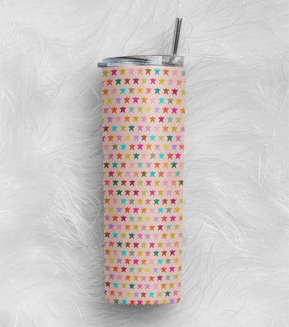 Pastel Rainbow Star Stainless Steel Tumbler – 591 ml