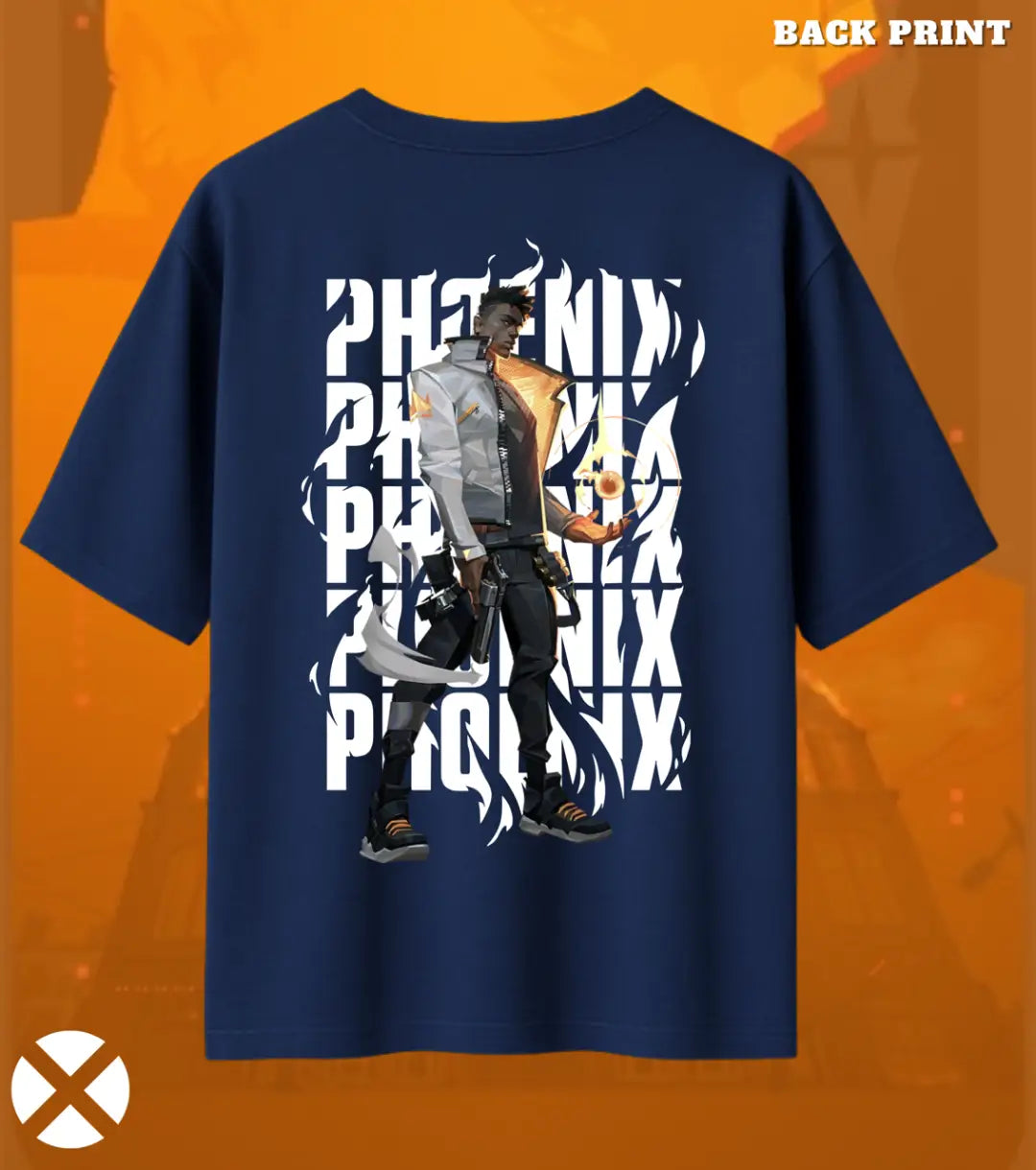 Phoenix – Blazing Rebirth Valorant Oversized T Shirt | Heavyweight Streetwear - Navy / XS / 180GSM - Valorant
