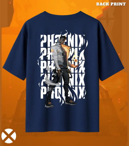 Phoenix – Blazing Rebirth Valorant Oversized T Shirt | Heavyweight Streetwear - Navy / XS / 180GSM - Valorant