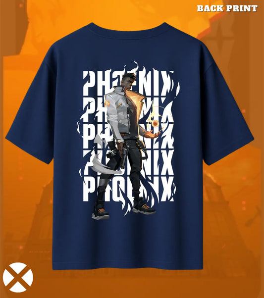 Phoenix – Blazing Rebirth Valorant Oversized T Shirt | Heavyweight Streetwear - Navy / XS / 180GSM - Valorant