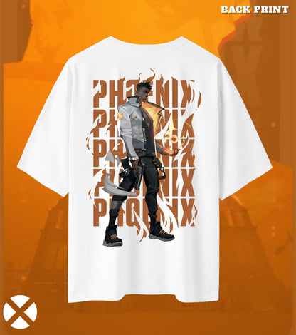 Phoenix – Blazing Rebirth Valorant Oversized T Shirt | Heavyweight Streetwear - White / XS / 180GSM - Valorant