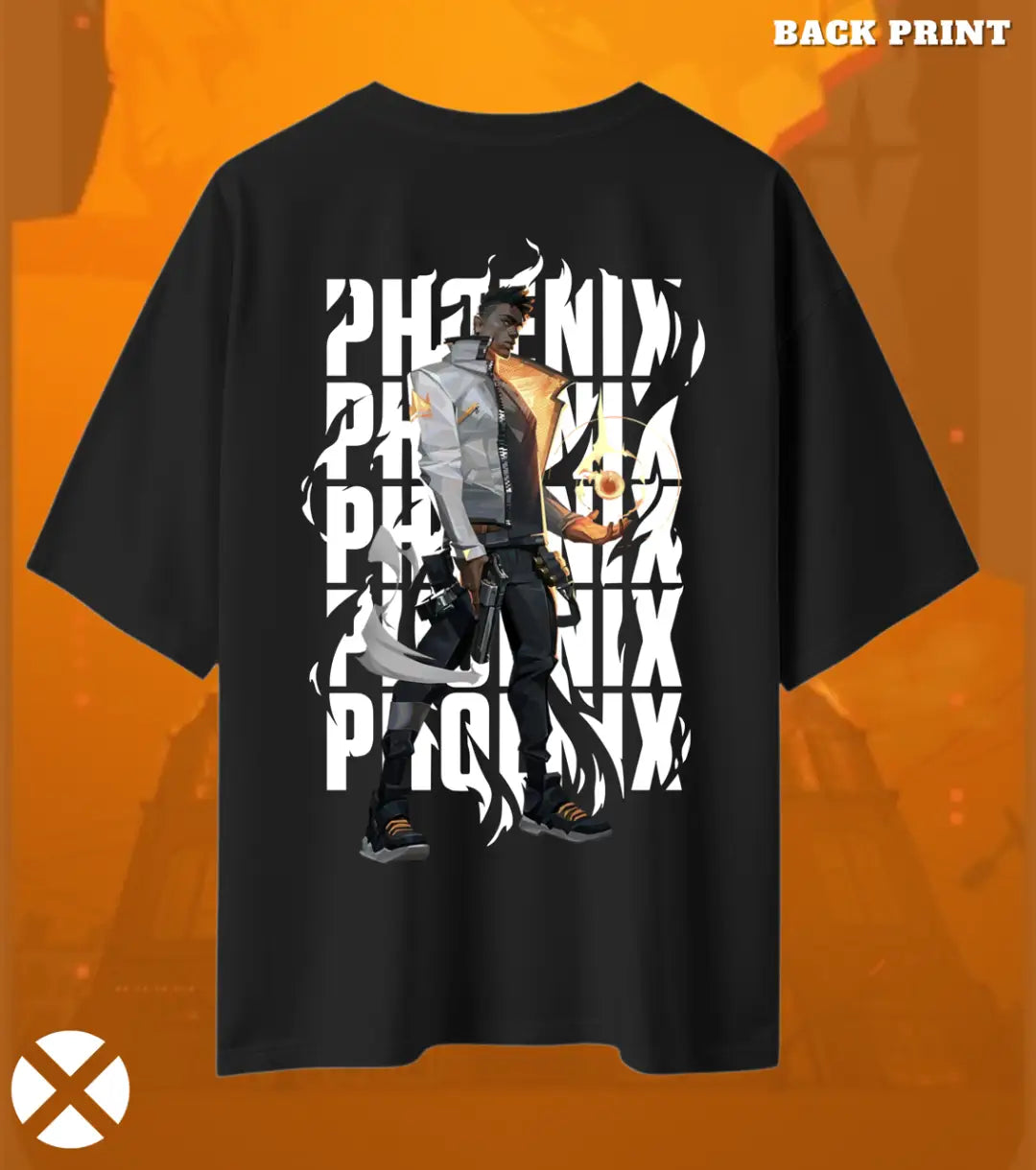 Phoenix – Blazing Rebirth Valorant Oversized T Shirt | Heavyweight Streetwear - Black / XS / 180GSM - Valorant