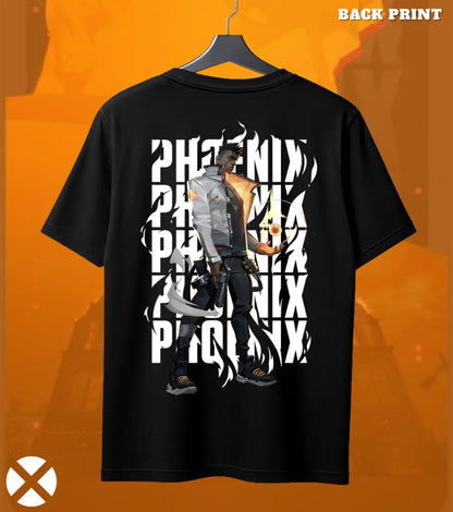 Phoenix - Flame Reborn Valorant T Shirt | Rise Reset Tee - Back (Dual Print) / Black / S - Valorant