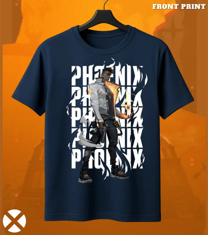 Phoenix - Flame Reborn Valorant T Shirt | Rise Reset Tee - Front Only / Navy / S - Valorant