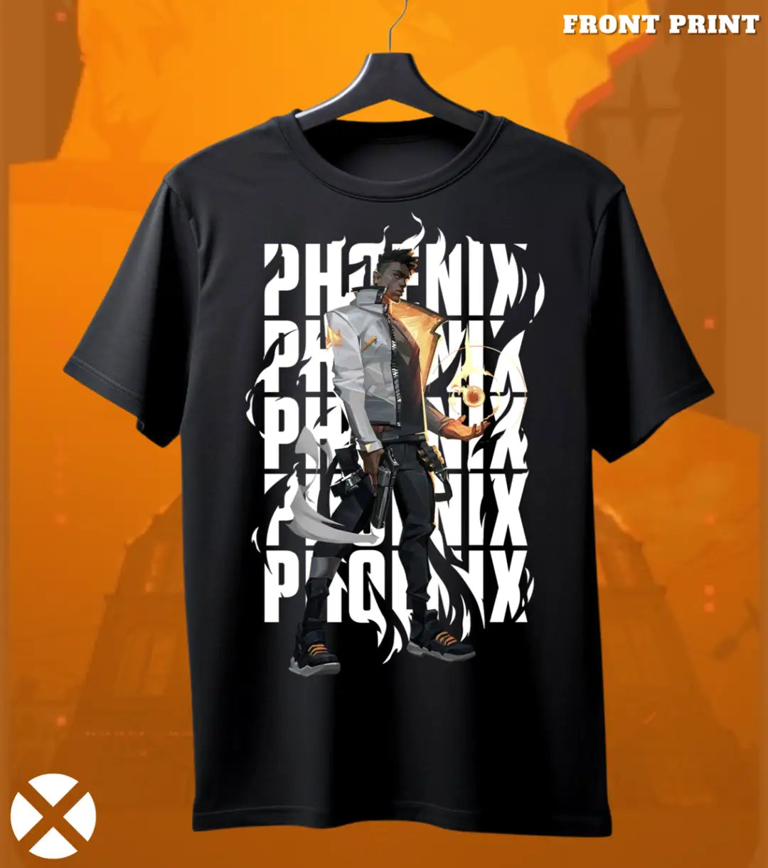 Phoenix - Flame Reborn Valorant T Shirt | Rise Reset Tee - Front Only / Black / S - Valorant