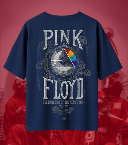 Pink Floyd Dark Side of the Moon Tour 72-73 Graphic Oversized T-Shirt - Navy