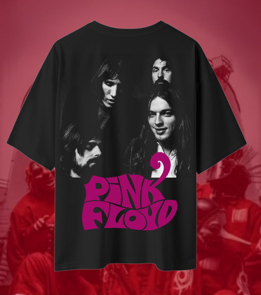 Pink Floyd Vintage Band Portrait Graphic Oversized T-Shirt - Black