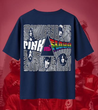 Pink Floyd Psychedelic Prism Collage Oversized T-Shirt - Navy
