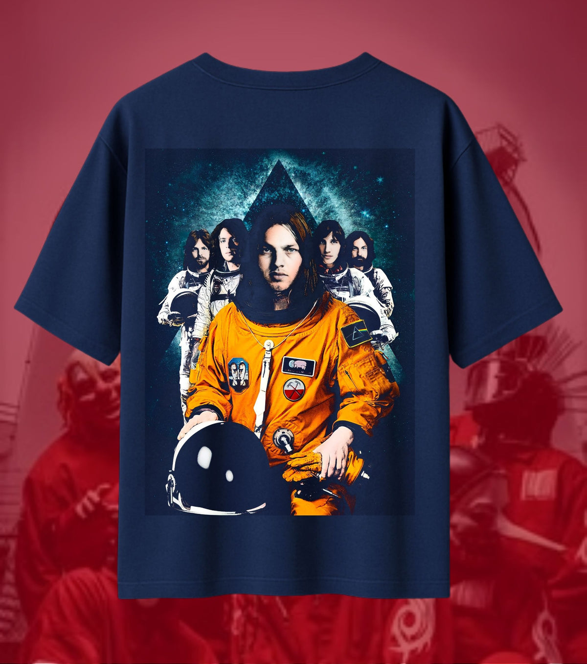 Pink Floyd Space Astronaut Band Graphic Oversized T-Shirt - Navy