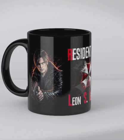 Resident Evil Leon Kennedy vs Leon S. Kennedy Mug – Black Gaming Coffee Cup