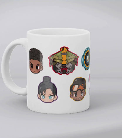 Apex Legends Chibi Characters Ceramic Gaming Mug | Cute Gamer Coffee Mug | White & Black