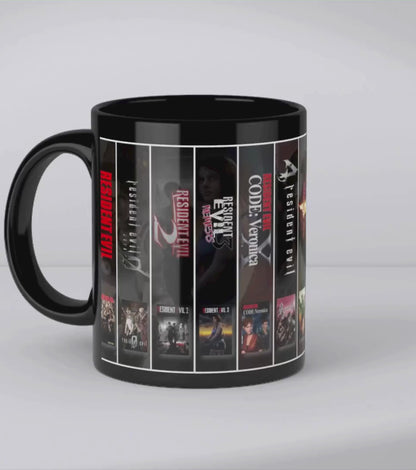 Resident Evil Games Collection Mug – Resident Evil Game Covers Black Gaming Coffee Cup