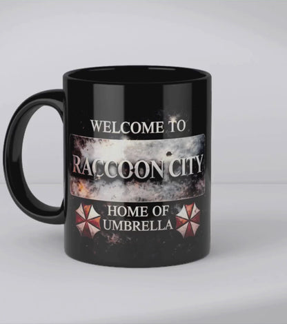 Resident Evil Raccoon City Black Mug – Leon Kennedy Gaming Coffee Cup