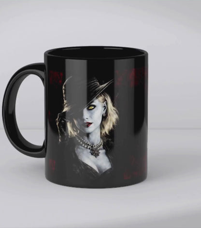 Resident Evil Lady Dimitrescu Mug – Umbrella Corporation Black Gaming Coffee Cup