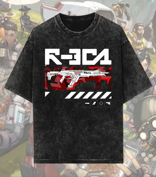 R-301 Carbine Tactical Tee – Apex Legends Inspired Gaming Oversized Acid-WashT-Shirt - Black / S - Apex legends