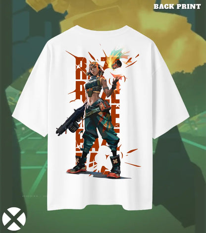 Raze – Blast Artist Valorant Oversized T Shirt | Bold Casual Energy - White / XS / 180GSM - Valorant