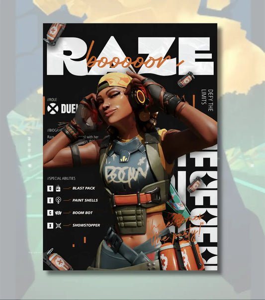 Raze Valorant Poster – Explosive Energy Wall Art | Bring the Boom to Your Wall - Valorant