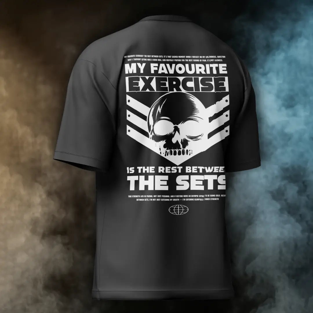 Rest Between Sets Skull Gym Tee – Black Edition Oversized