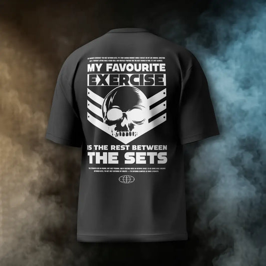 Rest Between Sets Skull Gym Tee – Black Edition Oversized