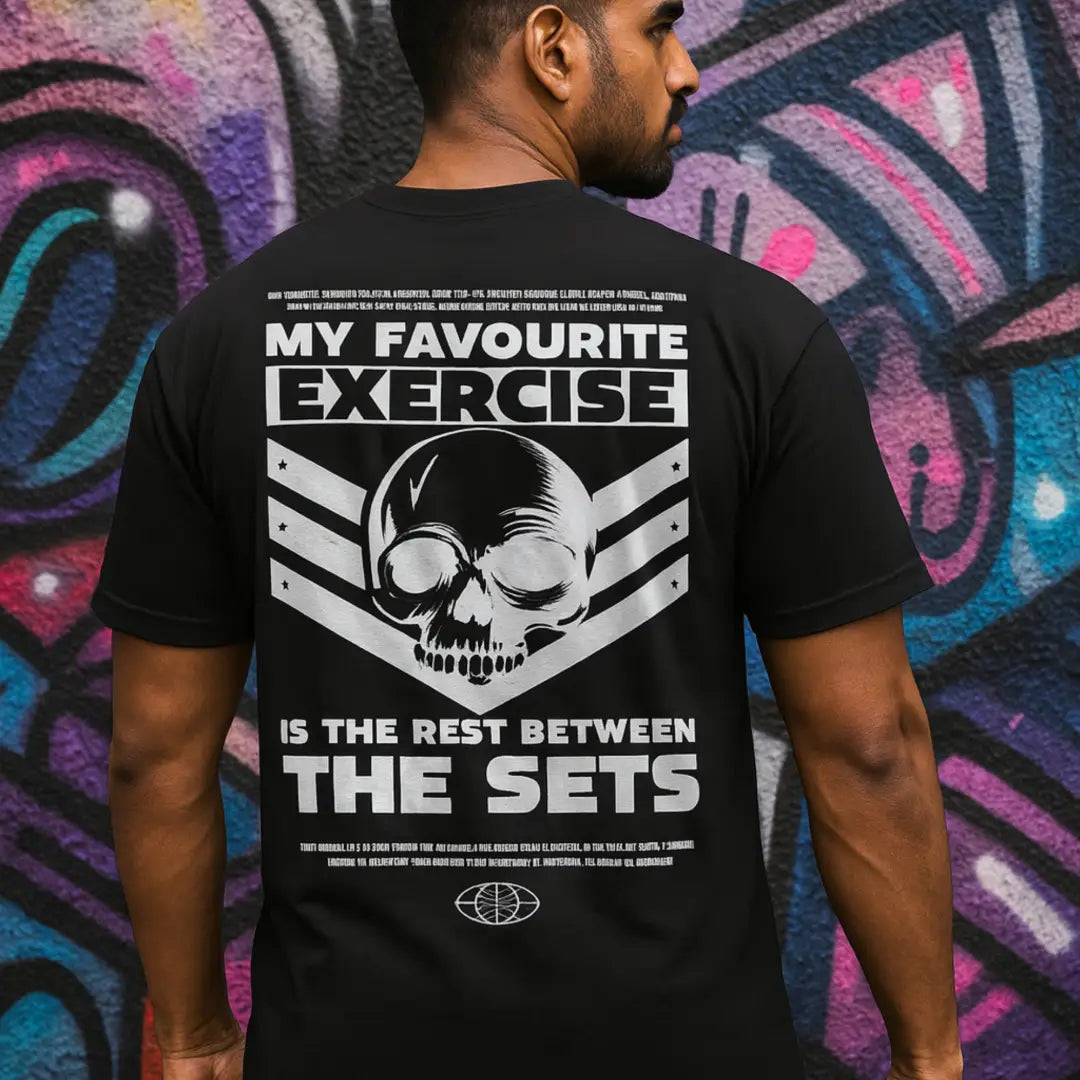 Rest Between Sets Skull Gym Tee – Black Edition Oversized