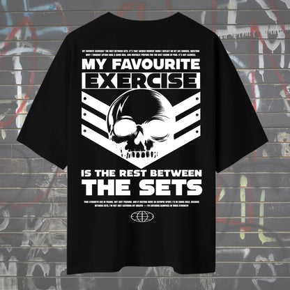Rest Between Sets Skull Gym Tee – Black Edition Oversized - Black / S