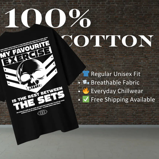 Rest Between Sets Skull Gym Tee – Black Edition Regular T-Shirt