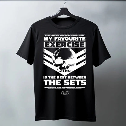 Rest Between Sets Skull Gym Tee – Black Edition Regular T-Shirt - Black / S