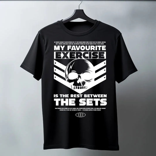 Rest Between Sets Skull Gym Tee – Black Edition Regular T-Shirt - Black / S