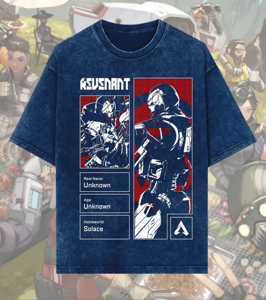 Revenant Shadow Protocol Oversized Acid-Wash T-Shirt – Apex Legends Inspired Streetwear - Navy / S - Apex legends