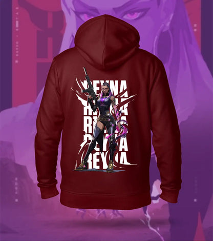 Reyna | Valorant – Empress of Shadows Regular Hoodie - Back (Duel Print) / Maroon / XS - Valorant