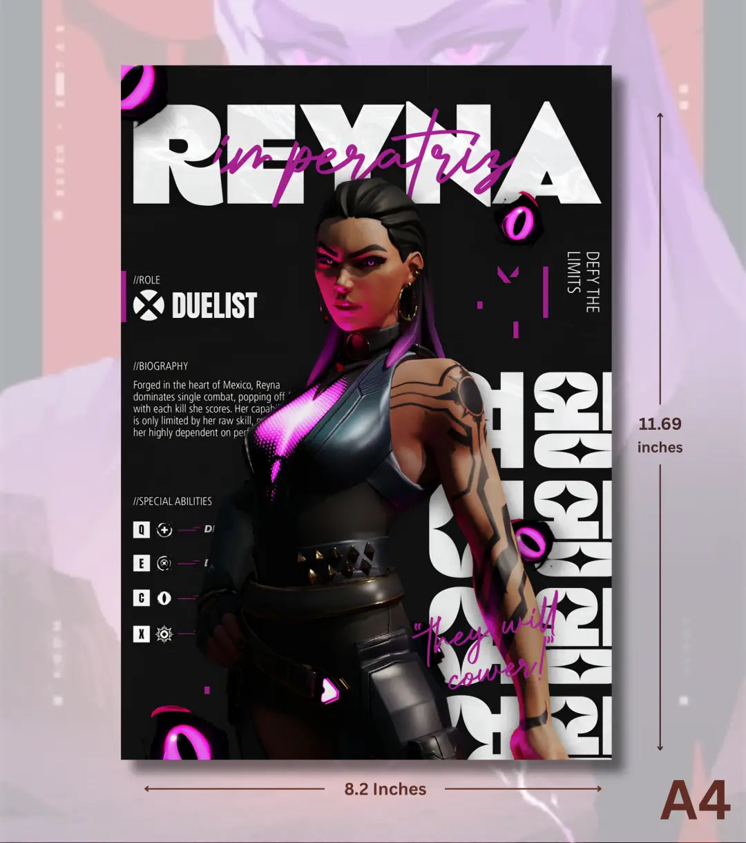 Reyna Valorant Poster – Empress Energy Wall Art | Own the Room in Style - A4 - Valorant