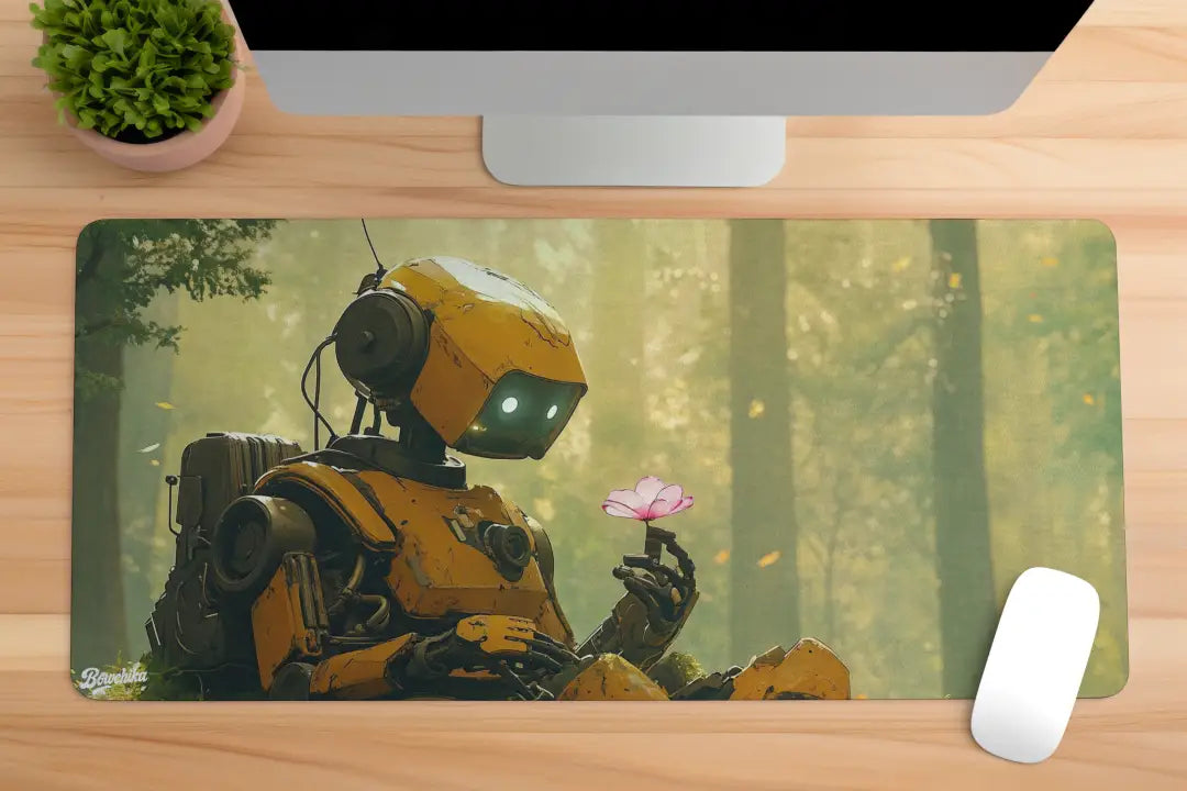 Robot with Flower Mousepad