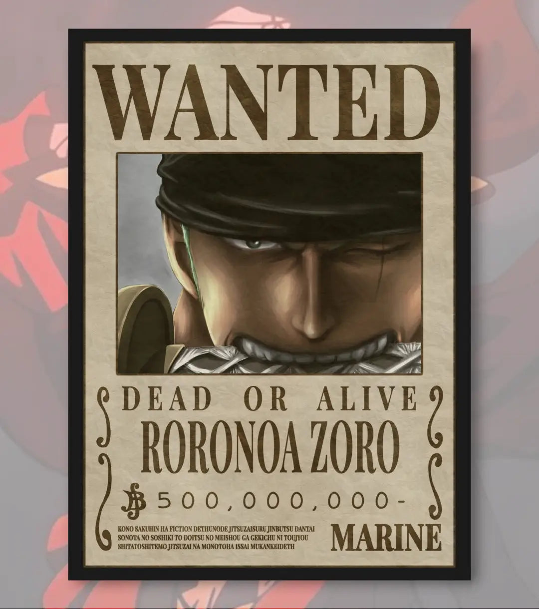 Roronoa Zoro – One Piece Wanted Poster - A4 / Black Frame - One Piece