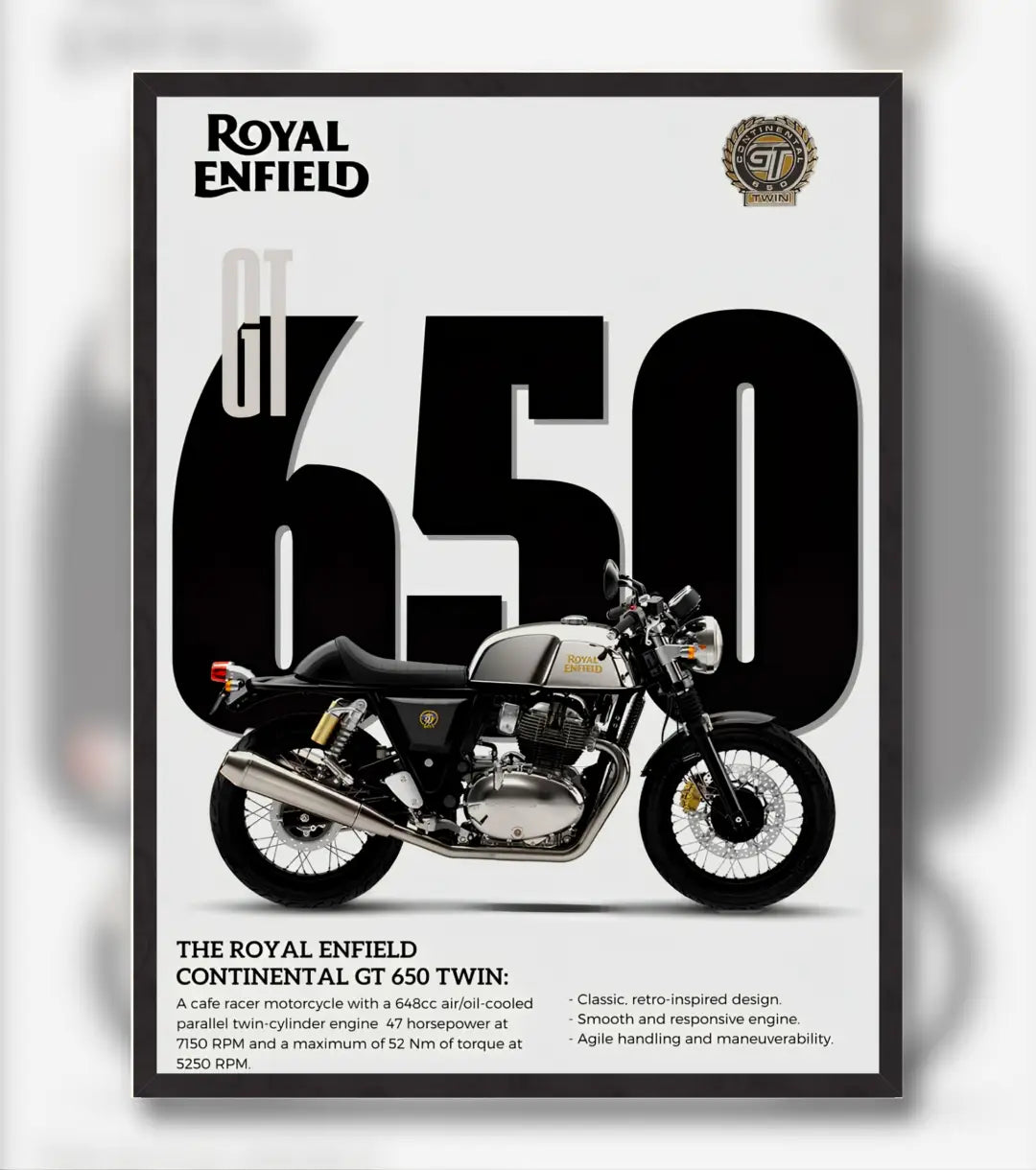Royal Enfield Continental GT 650 Poster - A4 / Black Frame - Automotive