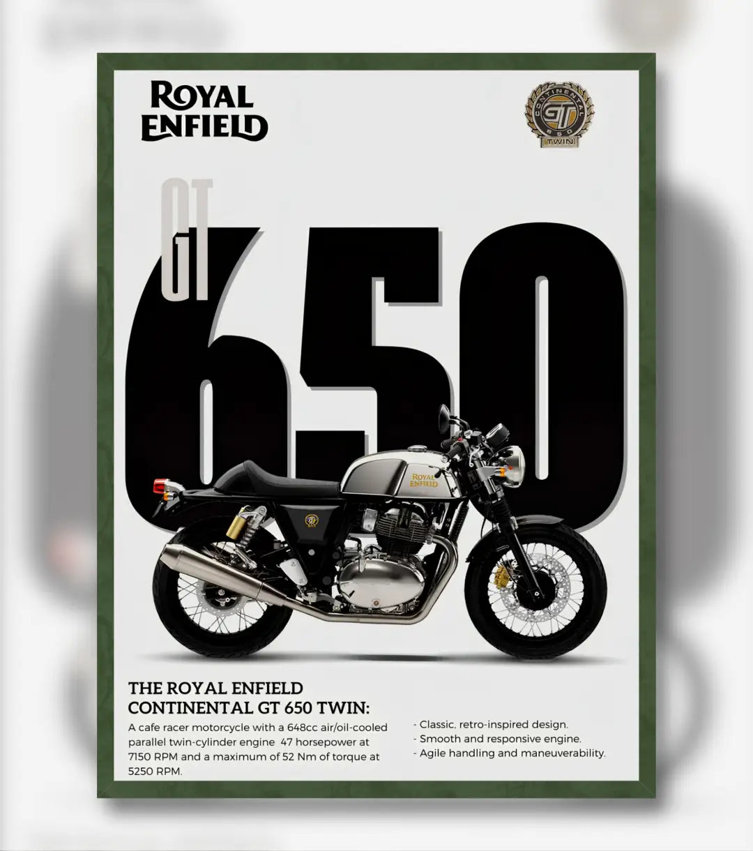 Royal Enfield Continental GT 650 Poster - A4 / Bottle Green - Automotive
