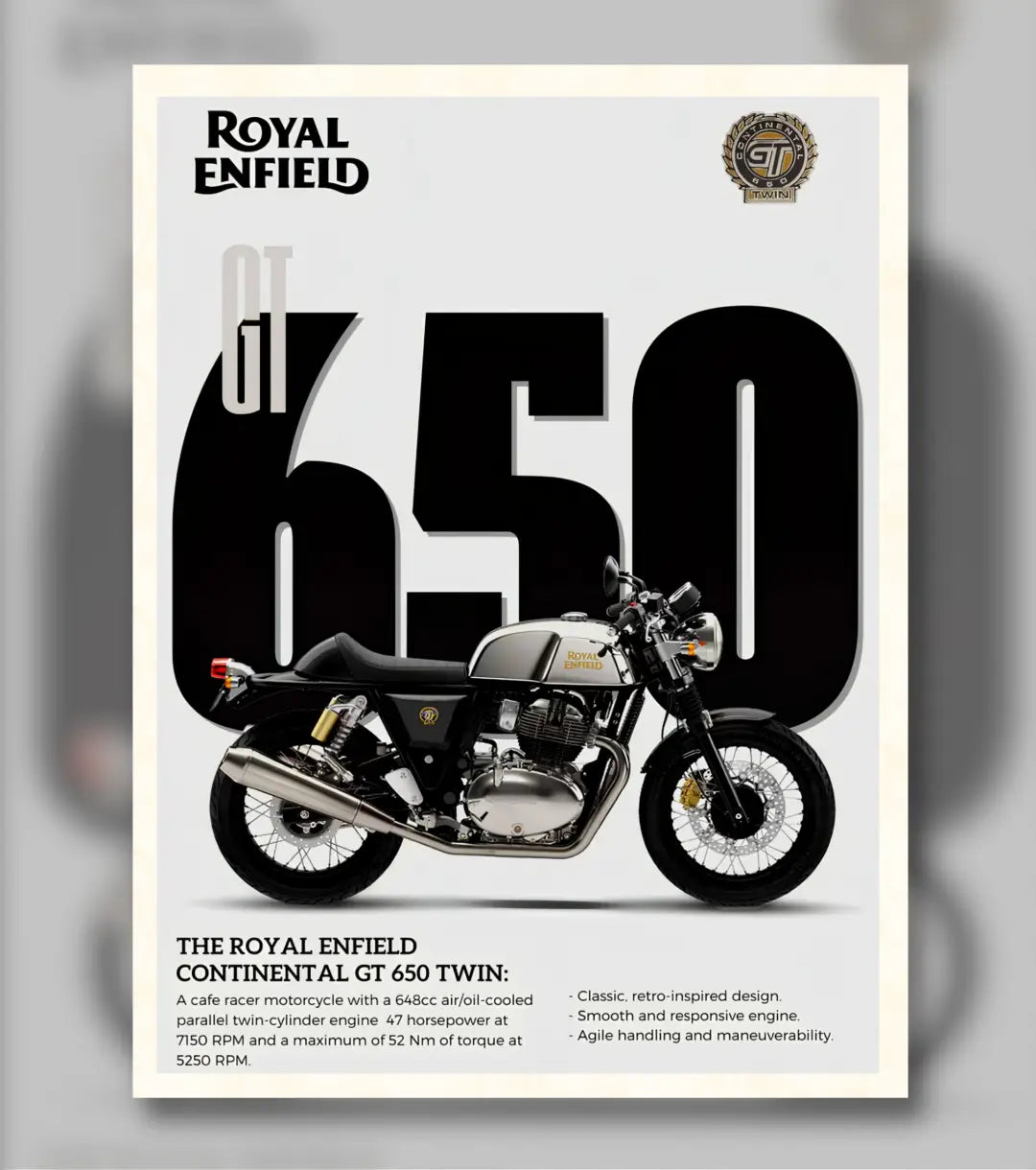 Royal Enfield Continental GT 650 Poster - A4 / Unframed - Automotive