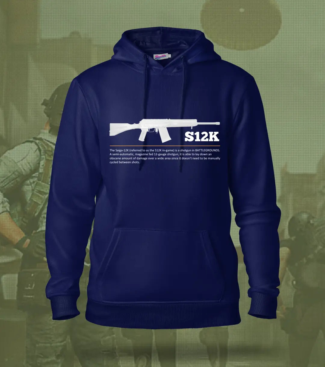 S12K – One Shot One Squad BGMI Hoodie | 300 GSM Brushed Fleece - Navy / XS / Regular - BGMI/PUBG
