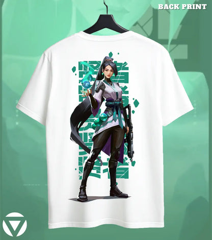 Sage - Guardian Calm Valorant T Shirt | Heal & Dominate Tee - Back (Duel Print) White / S - Valorant
