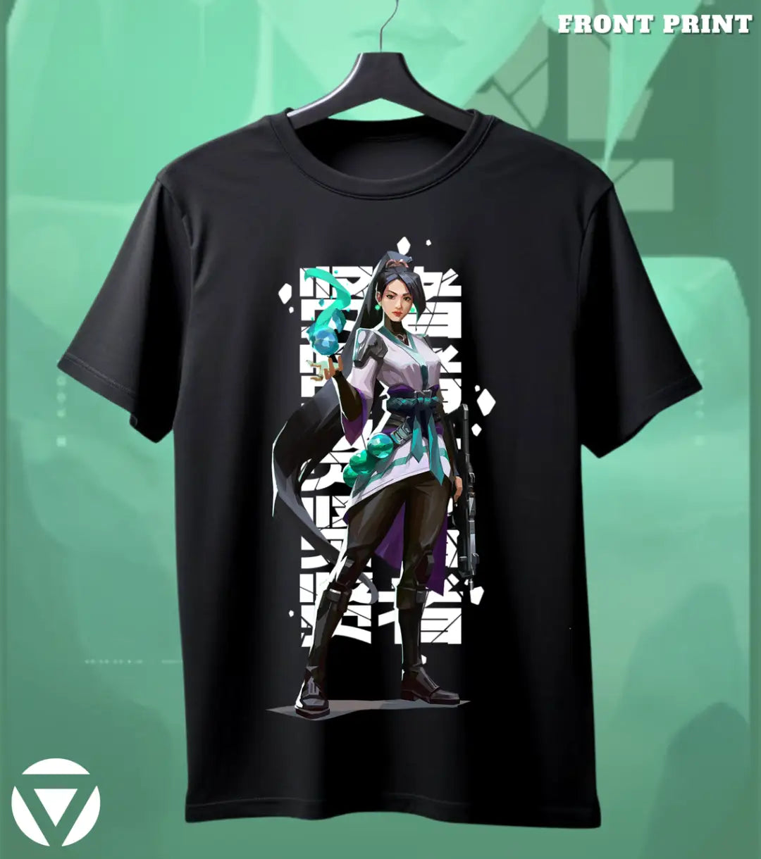 Sage - Guardian Calm Valorant T Shirt | Heal & Dominate Tee - Front Only / Black / S - Valorant