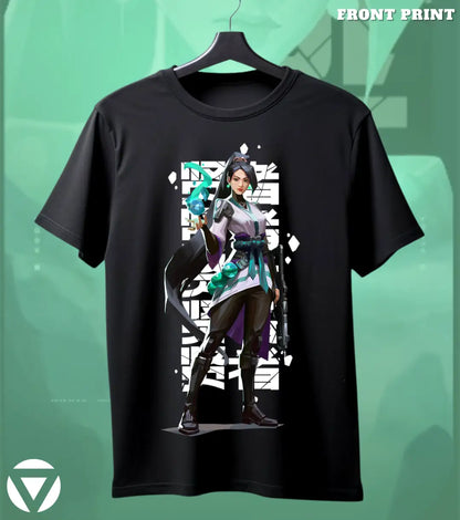 Sage - Guardian Calm Valorant T Shirt | Heal & Dominate Tee - Front Only / Black / S - Valorant